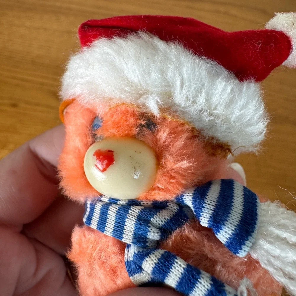 Cute Plush Christmas Carebear Orange Santa Hat Scarf Holiday Huggie Ornament‎